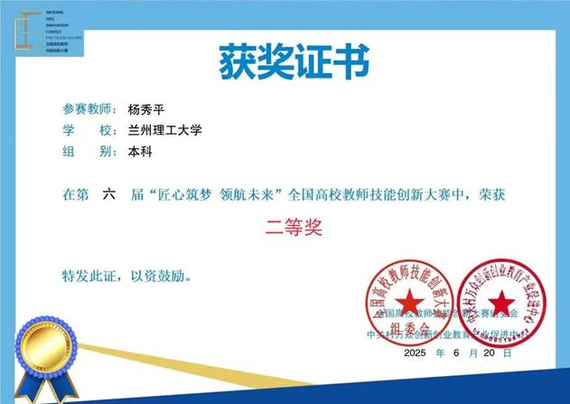 公司教师在全国高校教师技能创新大赛中获二等奖